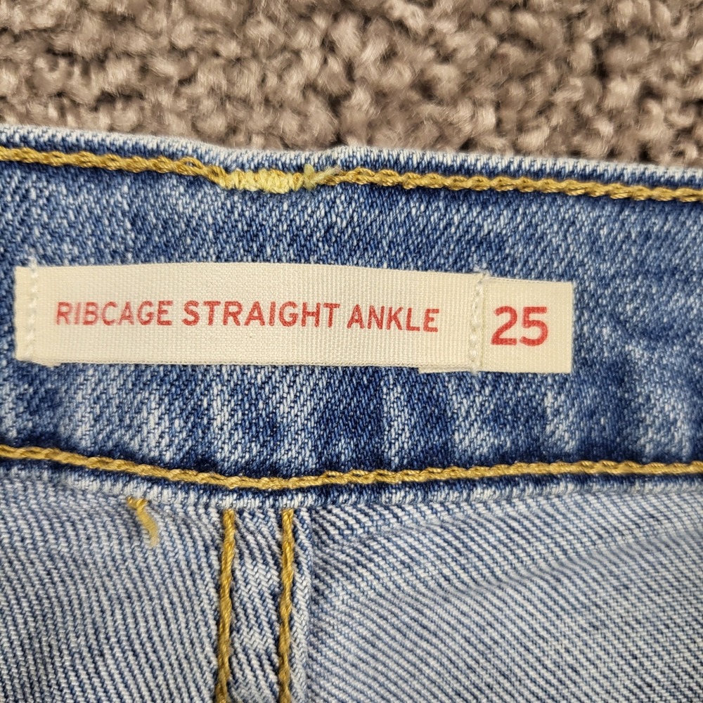 Levis Ribcage Straight Ankle Jean W25 L27 High Rise Button Fly 72693 Medium Wash - Picture 7 of 13